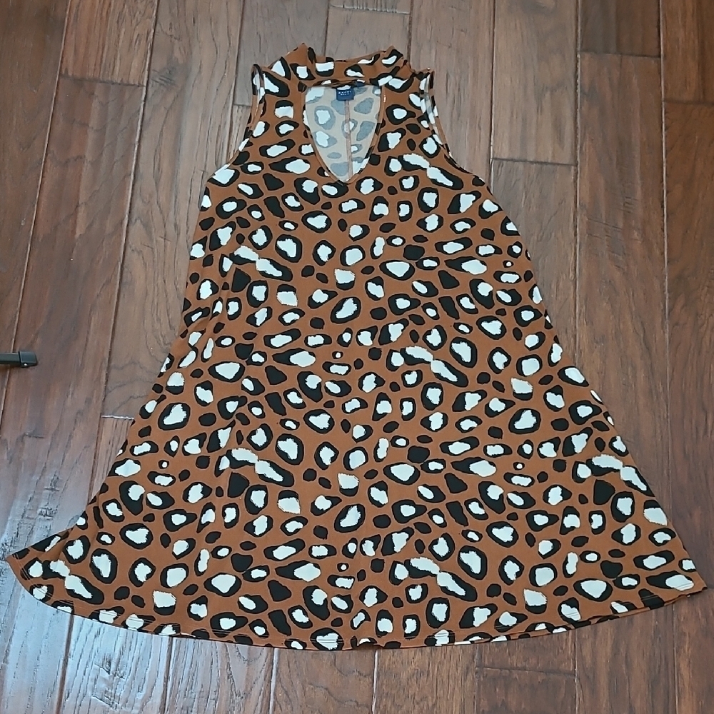 Kaari Blue Animal Print High-Neck with Keyhole Sleeveless Dress size Medium